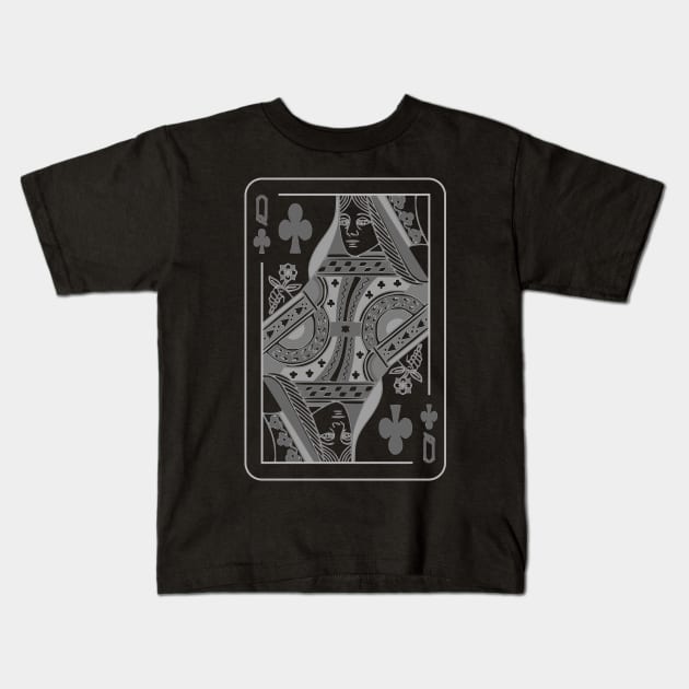 Queen of Clubs Grayscale Kids T-Shirt by inotyler